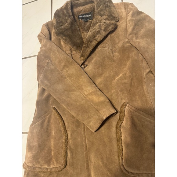VTG Stratojac Mens Suede Shearling Lined Western Style Coat Size 42 Brown - Picture 3 of 14